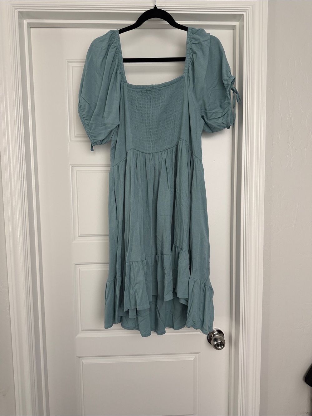 Light Blue Puff Sleeve Midi Dress - Women - Picture 5 of 6